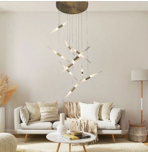 12146-10 LAMPARA DECORATIVA DE COBRE 10 LUCES 3000K