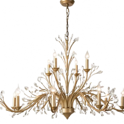 113-8+4 LAMPARA DECORATIVA CHANDELIER DORADA