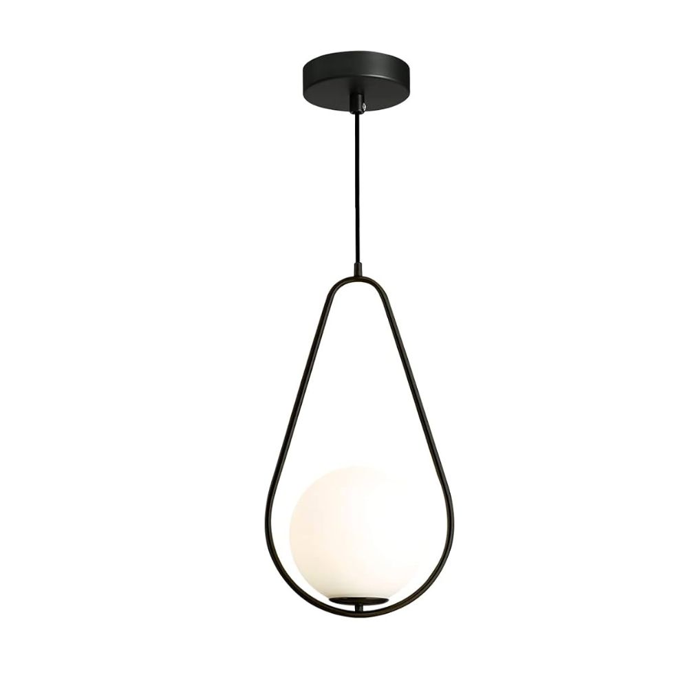 10882/1C-NB LAMPARA DECORATIVA NEGRA E27-VIDRIO BLANCO PASTEL