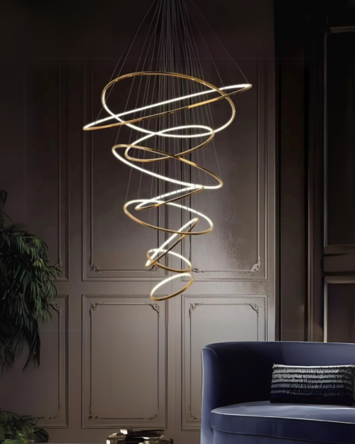 Lámpara decorativa doble altura 9 aros 3000k 4000k 6500k