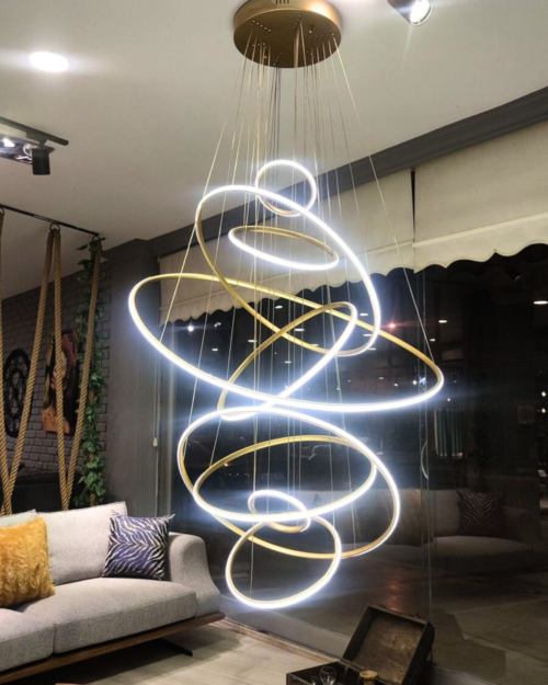 Lámpara decorativa doble altura 9 aros 3000k 4000k 6500k