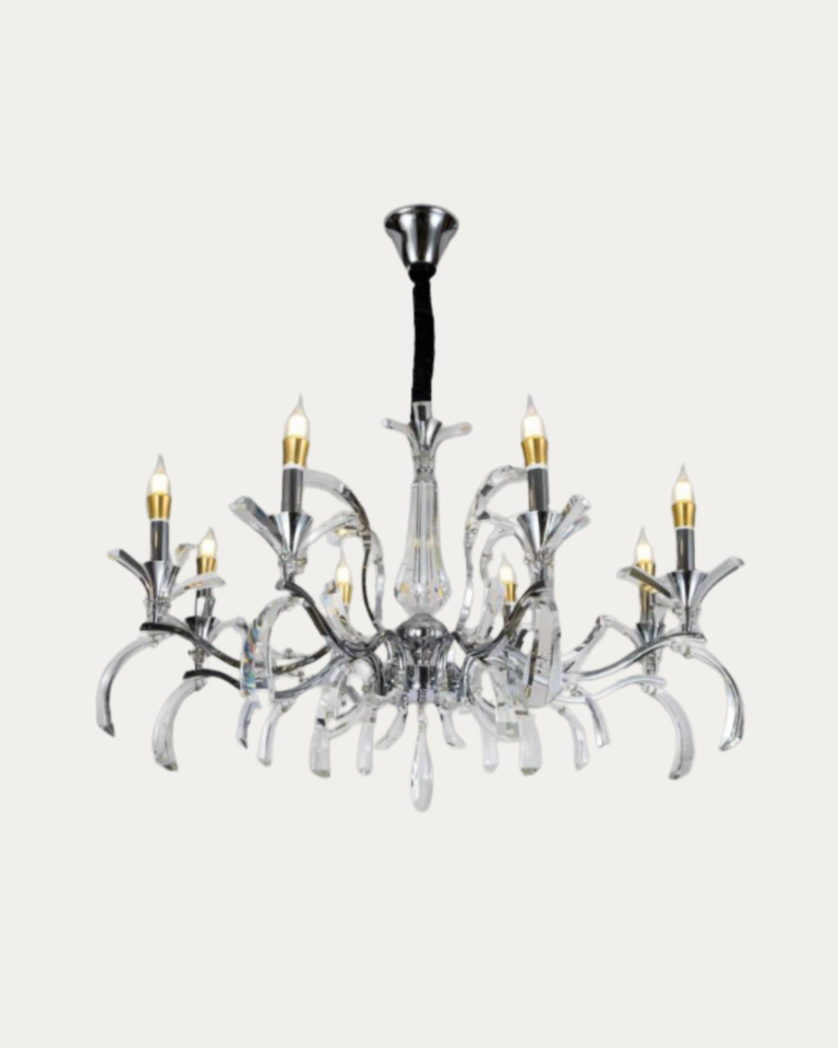 803-6 LAMPARA DECORATIVA CHANDELIER PLATEADA