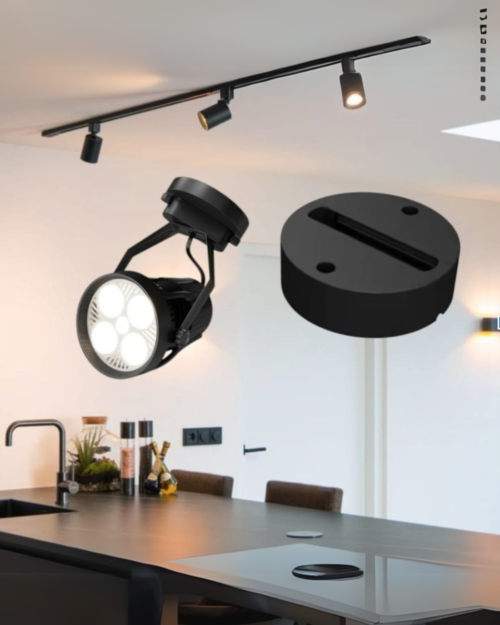 B150MMN BASE PARA TRANSFORMAR SPOT RIEL A PARED NEGRO