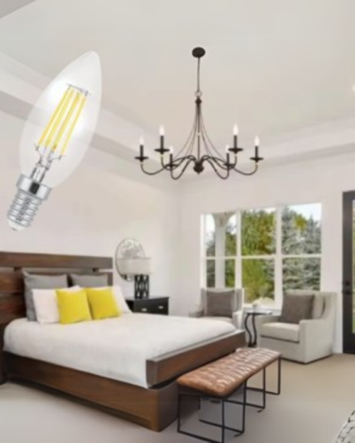 BOMBILLO VELA C35-E14 -4W 6000K LUZ BLANCA