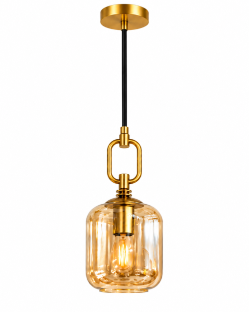 Lámpara de Techo Vintage 8096 – Herraje Dorado con Vidrio Ámbar
