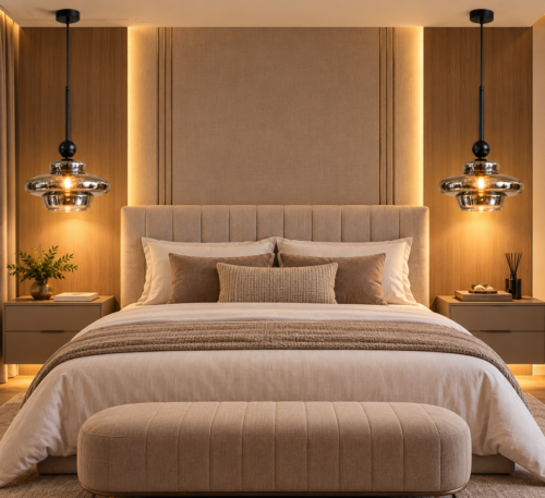 8104 – Lámpara vintage decorativa con herraje negro y cristal humo