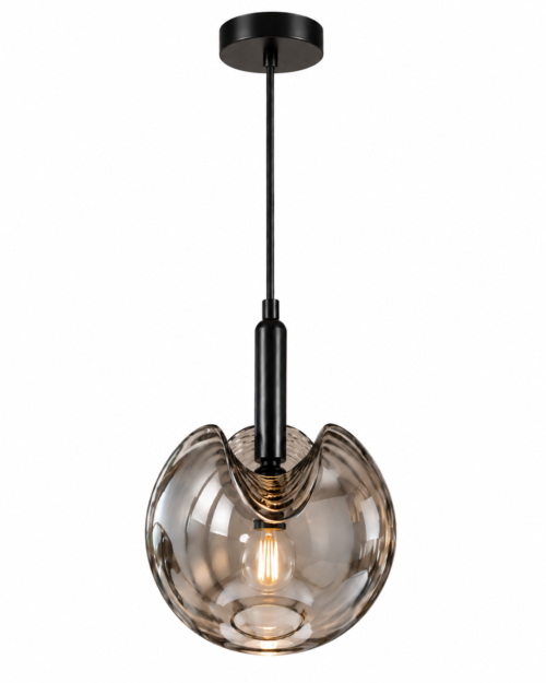 Lámpara Colgante JC-8099-H | Vidrio Ahumado y Herrajes Negros