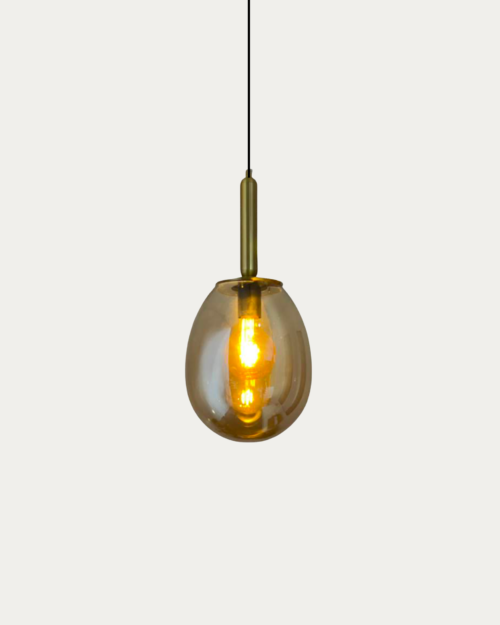 Lámpara Colgante JC-8028B en Vidrio Humo con Herrajes Negro Dorado y Oro Rosa