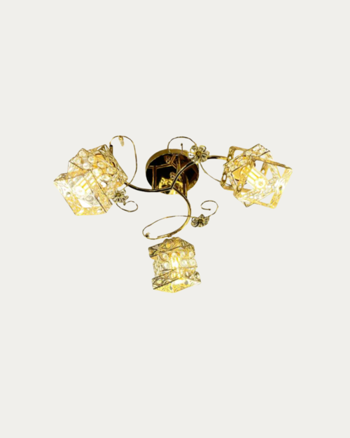 Lámpara de Techo 24006-3 en Cristal y Oro Francés – Elegancia Clásica | Envío Gratis Colombia