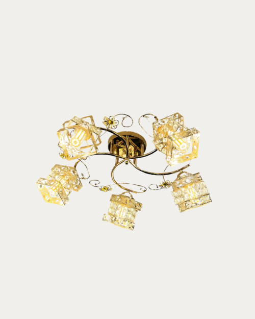 Lámpara de Techo 24006-5 en Cristal y Oro Francés – Diseño Elegante | Envío Gratis Colombia
