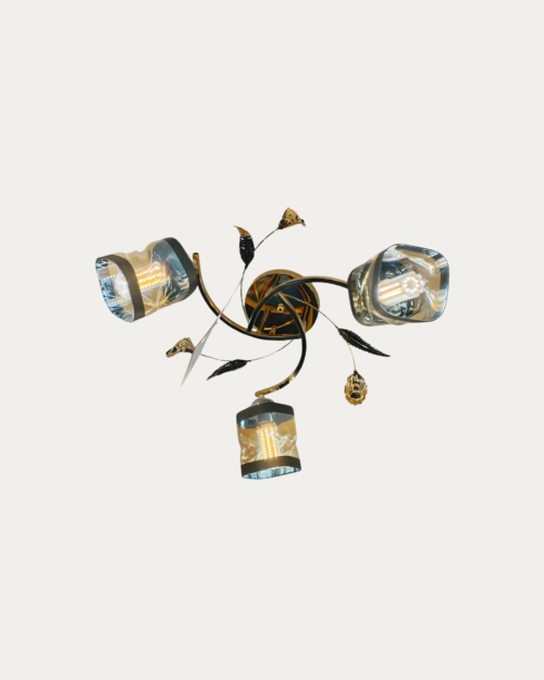 Luminaria 24114-3 en Cristal Oro Francés y Negro – Estilo Moderno y Elegante | Envío Gratis