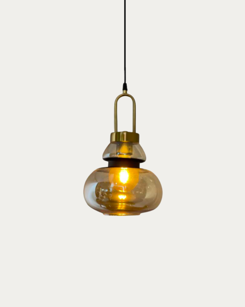 Lámpara Colgante JC-8027-B de Vidrio Ahumado y Herrajes en Oro Rosa y Negro Dorado