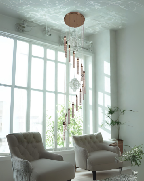 Lampara led colgante dorada LED 24W triple tonalidad referencia 12557-15