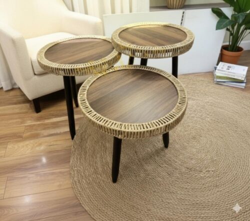 Juego de tres mesas de centro decorativas