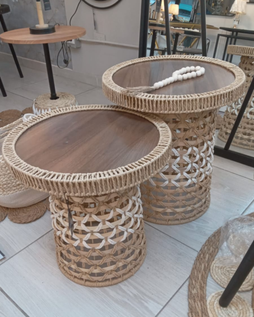 Juego de dos mesas de centro decorativas