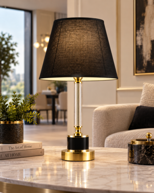 KW8011- N -LAMPARA DE MESA PERLA ESTRUCTURA METALIZA Y ACRILICO