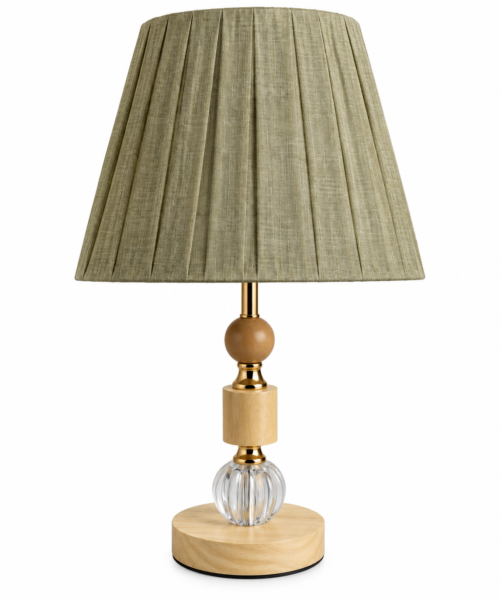 W-03 LAMPARA DE MESA -PANTALLA VERDE OLIVA NATURAL