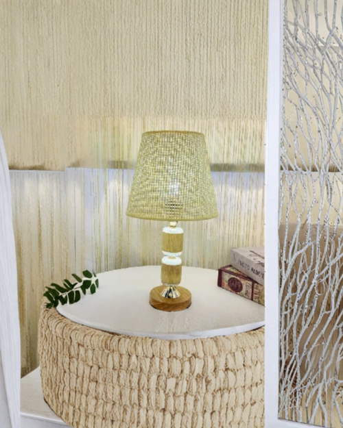 KW7225- V LAMPARA DE MESA DALHIA ESTRUCTURA PANTALLA VERDE VINTAGE