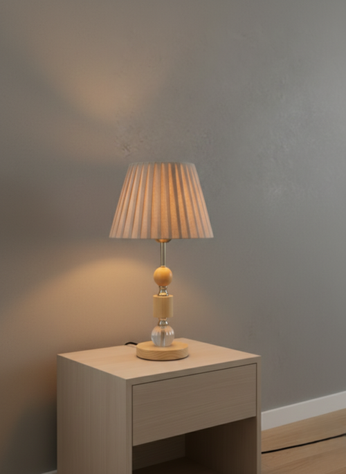 W-03  LAMPARA DE MESA -PANTALLA BEIGE