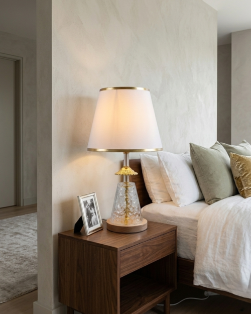 W-04 -GO LAMPARA DE MESA DORADA