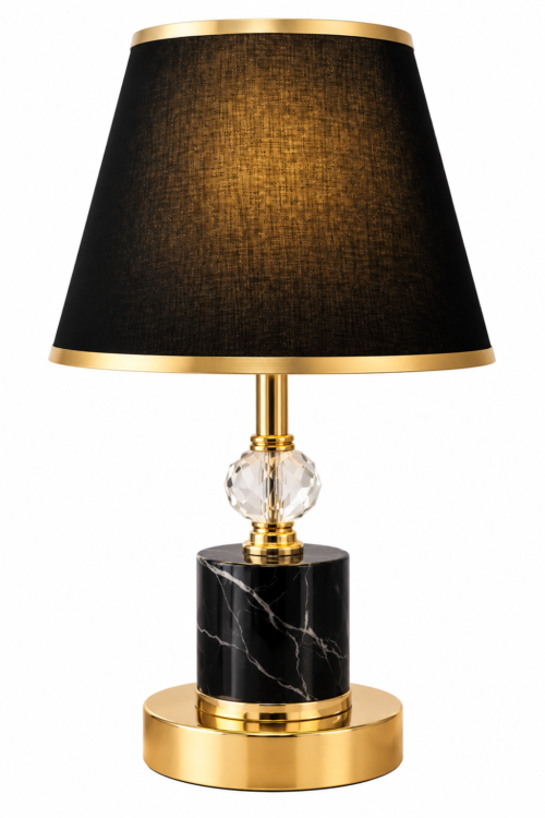 KW7310 - LAMPARA DE MESA ESTRUCTURA METALICA Y POLICARBONATO NEGRO TIPO MARLOL NEGRO -DORADO BOMBILLO E27 INCLUIDO COLOR DE LUZ A ELECCIÓN