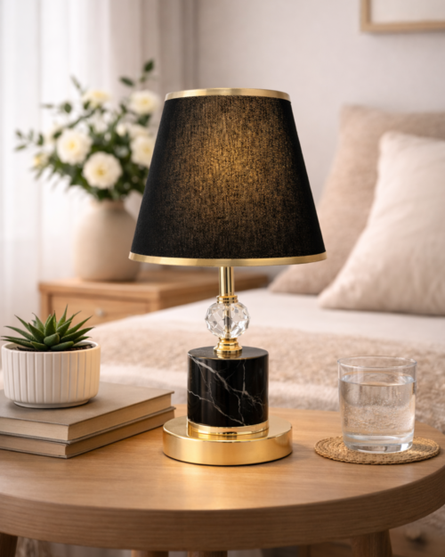 KW7310 - LAMPARA DE MESA ESTRUCTURA METALICA YACRILICO NEGRO