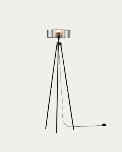 KW2002 LAMPARA DE PIE ESTRUCTURA METALICA - ACRILICO Y VIDRIO -NEGRA