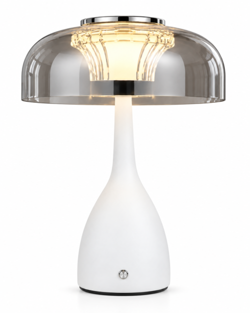 Lámpara de Mesa Prisma Touch blanca KW5070-N en Metal y Acrílico | Diseño Moderno