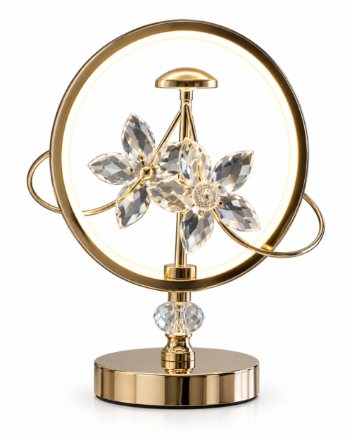KW7412 LAMPARA DE MESA ESTRUCTURA METALICA Y CRISTAL