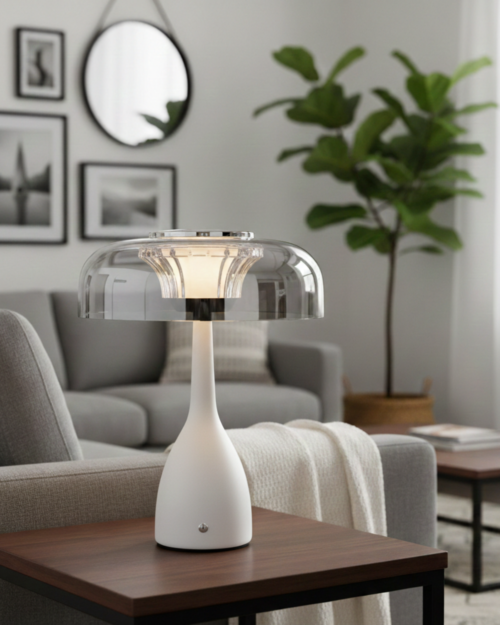 Lámpara de Mesa Prisma Touch blanca KW5070-N en Metal y Acrílico | Diseño Moderno