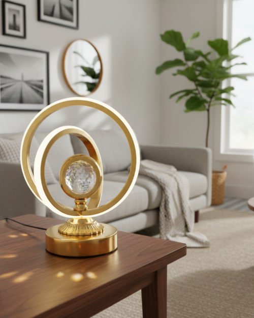 Lámpara de Mesa KW7180 en Metal y Cristal | Diseño Elegante y Moderno para Hogar u Oficina