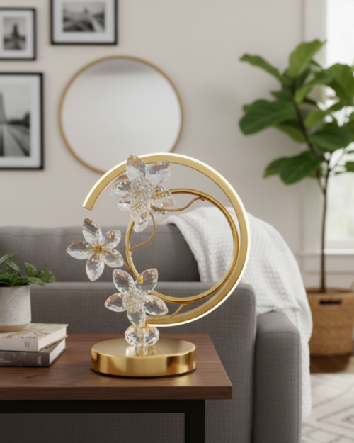 Lámpara de Mesa KW7413-D en Metal y Cristal | Diseño Decorativo Moderno y Elegante