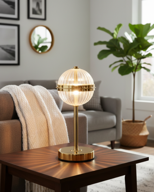 Lámpara de Mesa Mariposa KW7290 en Metal y Cristal | Lámpara Decorativa Moderna