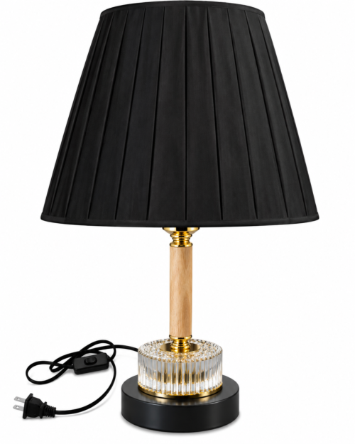 KW7328- N -LAMPARA DE MESA ESTRUCTURA METALICA -MADERA