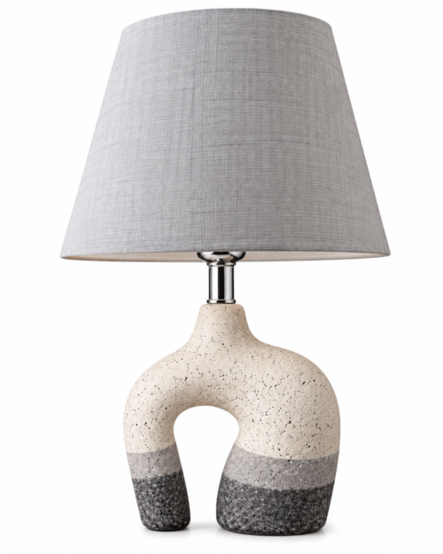 KW20194- CRO LAMPARA DE MESA ESTRUCTURA CERAMICA-BLANCA-GRIS-NEGRA