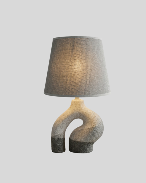 KW20194- CRO LAMPARA DE MESA ESTRUCTURA CERAMICA-BLANCA-GRIS-NEGRA