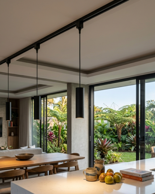 Lámpara Colgante para Riel 20W Negra Luz Cálida | Iluminación LED Moderna