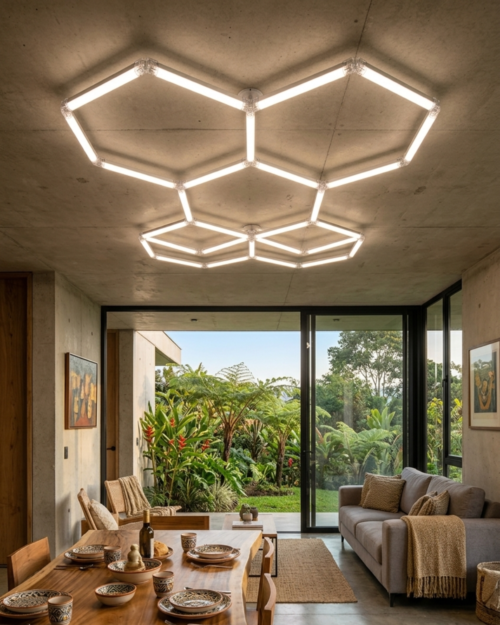 Lámpara Hexagonal 44 cm SP x5 Tricolor | Lámpara LED Moderna Decorativa