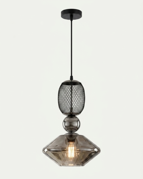 Lámpara de Techo 8095A+C16 Vidrio Humo | Lámpara Decorativa Moderna para Sala y Comedor