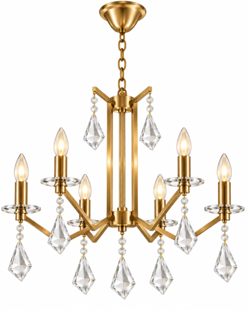 Lámpara Decorativa Chandelier Dorada 826/6 | Lámpara Colgante Elegante de 6 Luces