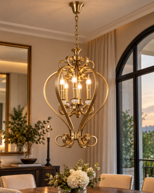 Lámpara Colgante 123-6 LED de Metal y Cristal E14 | Luminaria Decorativa Moderna para Sala y Comedor