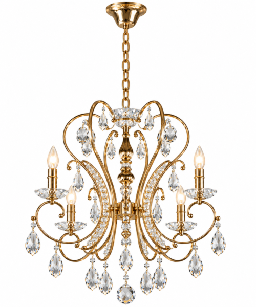 Lámpara Decorativa Chandelier Dorada 2386-6 | Lámpara Colgante de 6 Luces para Sala y Comedor