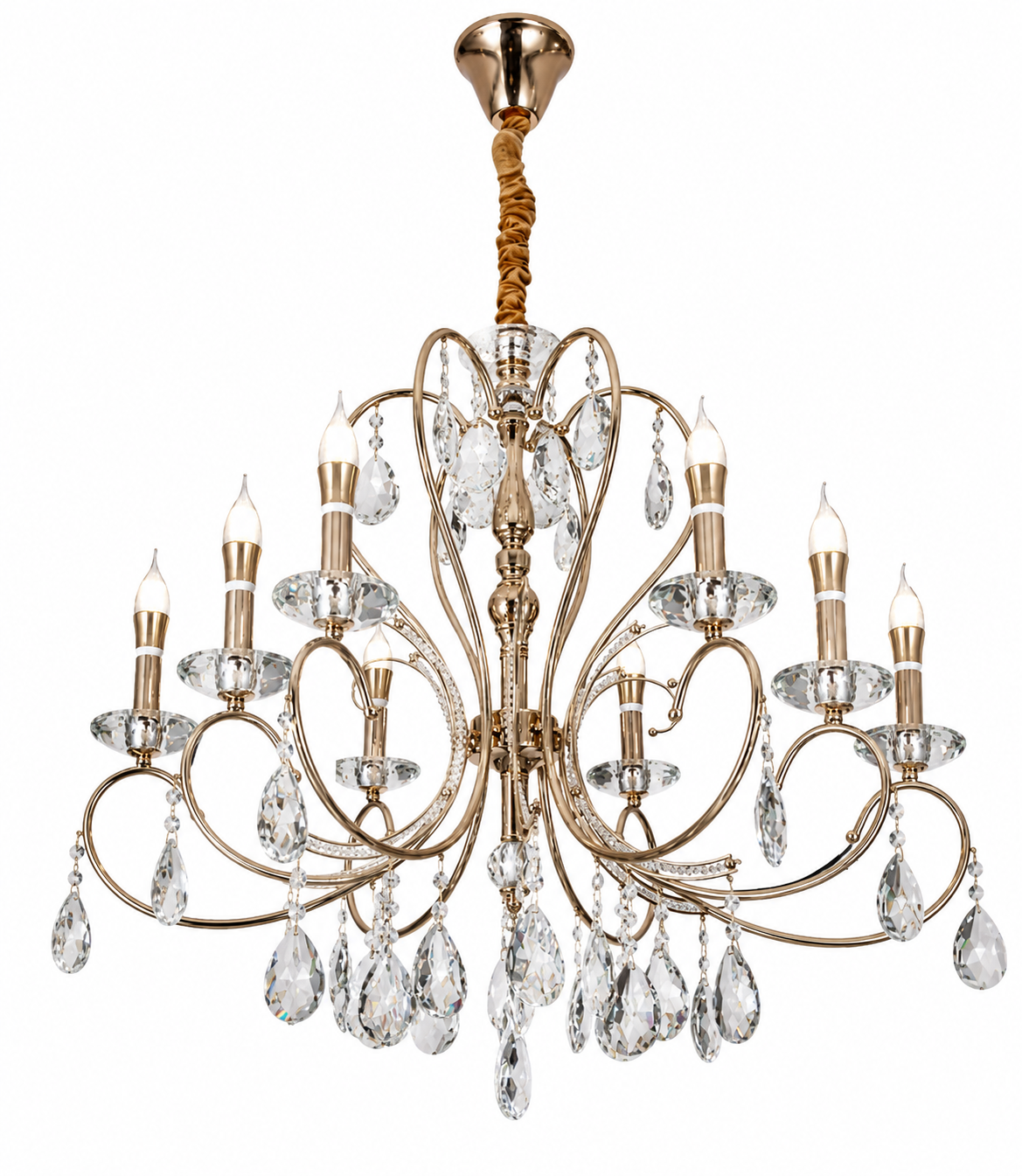 Lámpara Decorativa Chandelier Dorada 2386-8 | Lámpara Colgante de 8 Luces