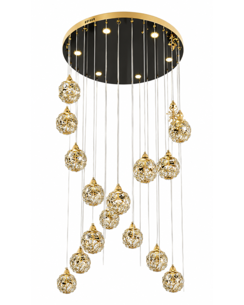 Lámpara Colgante LED H1101-15 96W Tricolor | Estructura Metálica y Cristal para Sala y Comedor