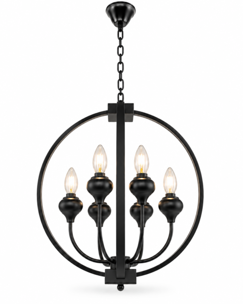 Lámpara Decorativa Chandelier Negra 261-4 | Lámpara Colgante Elegante de 8 Luces