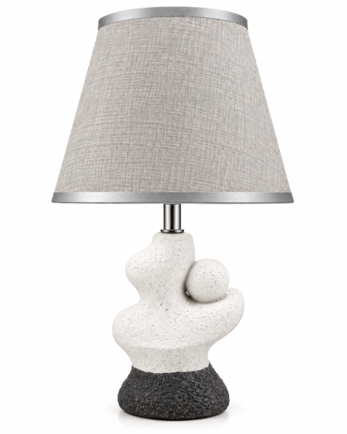 KW20193- LAMPARA DE MESA ESTRUCTURA CERAMICA-GRIS Y BLANCA