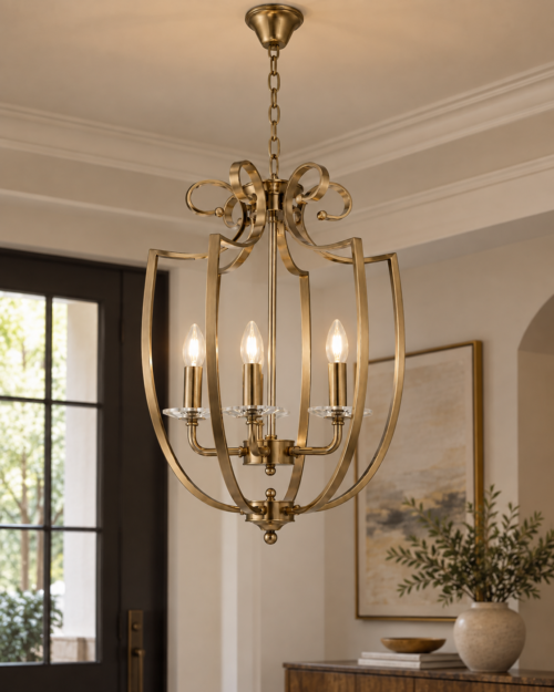 Lámpara Decorativa Chandelier Dorado 628-6 | Lámpara Colgante Elegante de 6 Luces