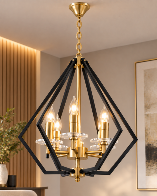 Lámpara Decorativa Chandelier Negra 616-6 | Lámpara Colgante Elegante de 6 Luces