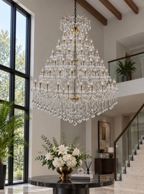 Lámpara Decorativa Chandelier 8068-112 de 112 Luces E14 | Lámpara Colgante de Lujo para Doble Altura